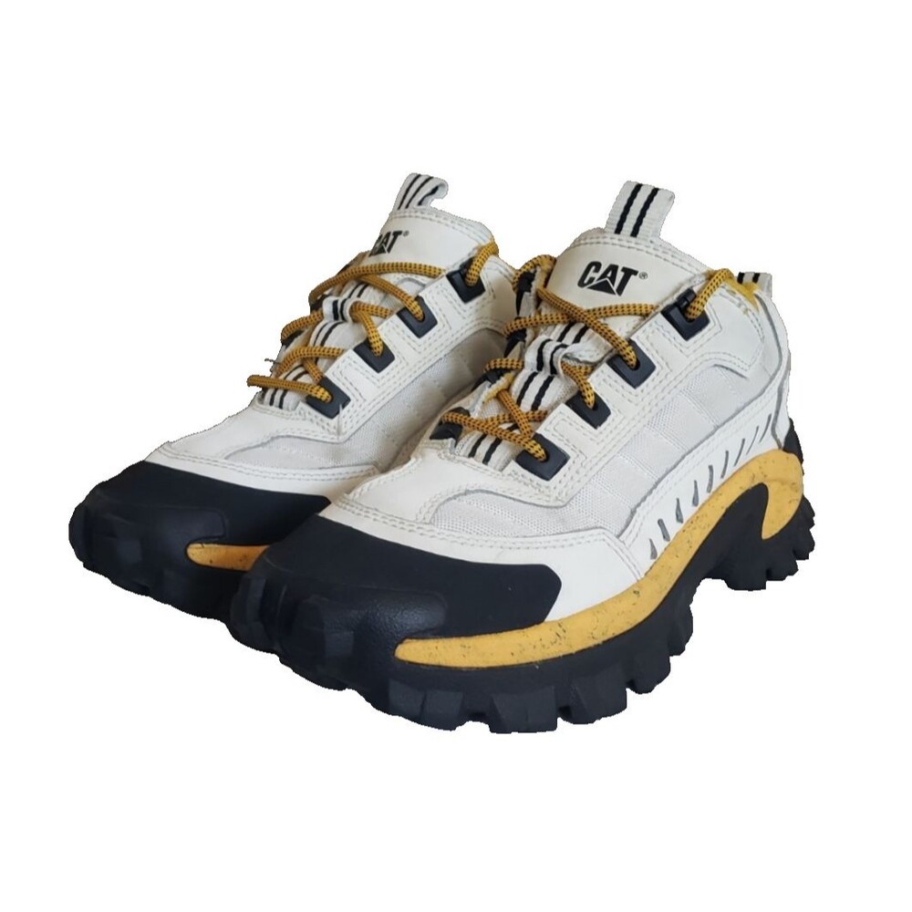CAT Caterpillar Intruder White Yellow Chunky Shoes P723902 Men's Size 10.5M